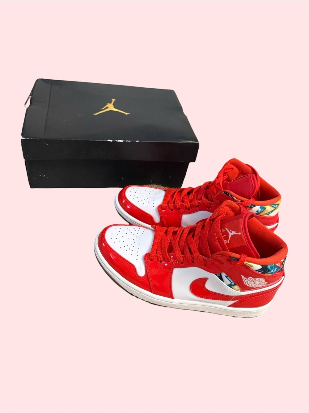 Nike Air Jordan 1 Mid SE Barcelona Sweater Chile Red Sneakers Size 9
